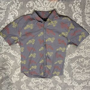 Vintage Men's M Gray Graphic Print Firefly Serenity Short Sleeve Button-Up Shirt